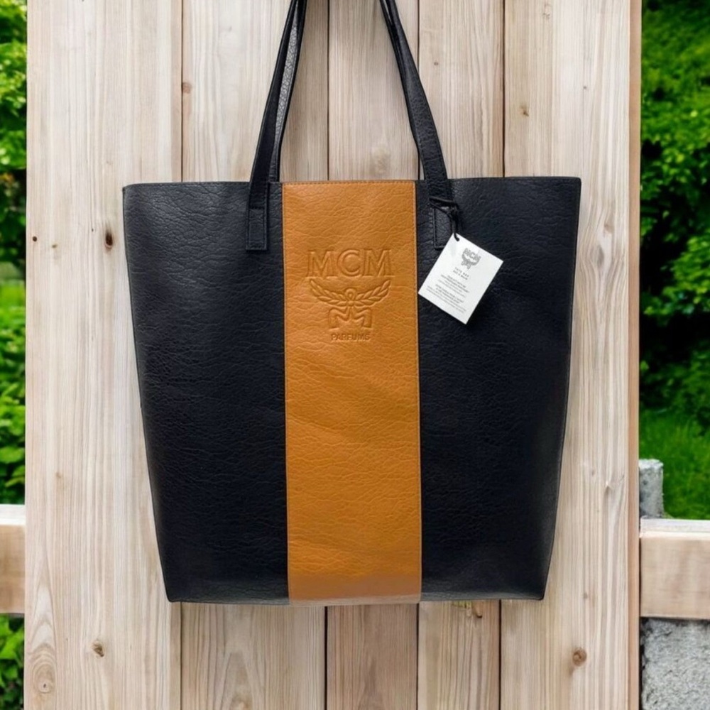 New MCM Black and Tan Vegan Leather GWP